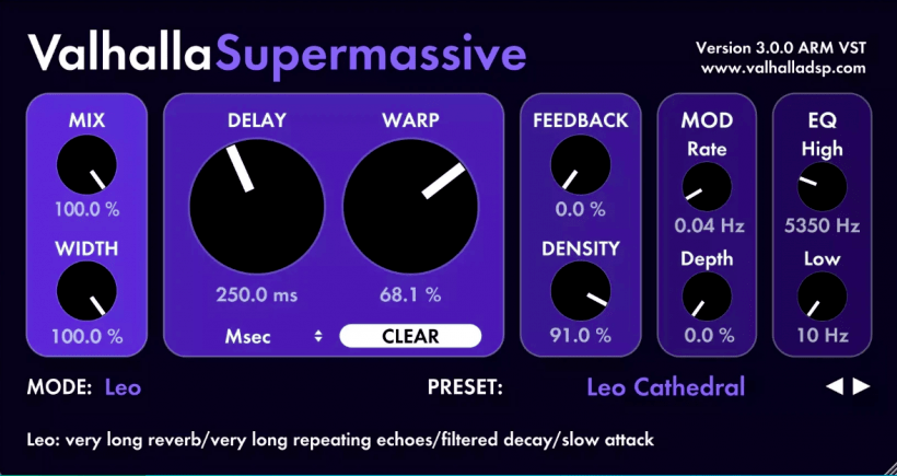 超凡混响效果器 Valhalla DSP Valhalla Supermassive v3.0.0 WIN/MAC-音浪网-音乐制作系统办公资源