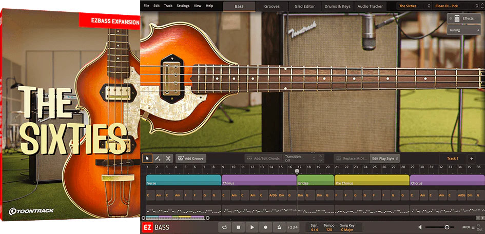 1960年的复古贝斯 Toontrack The Sixties EBX (SOUNDBANK)-音浪网-音乐制作系统办公资源