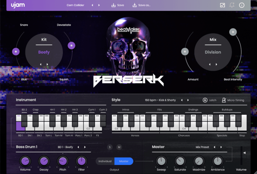 狡黠的情绪电子音乐 UJAM Beatmaker Berserk 2.2.1 WIN-音浪网-音乐制作系统办公资源