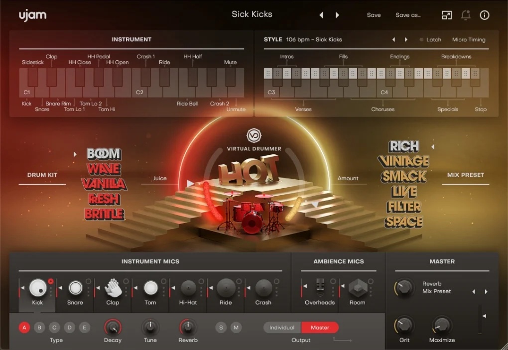 嘻哈虚拟鼓手 UJAM Virtual Drummer HOT v2.3.0 Rev WIN（含音色库）-音浪网-音乐制作系统办公资源