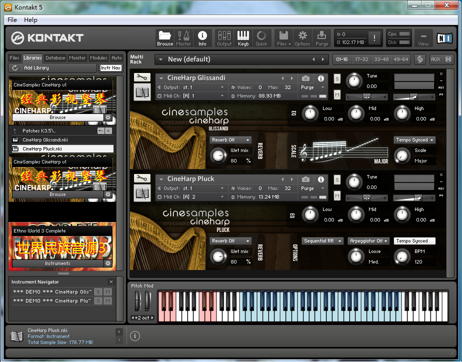 CineSamples CineHarp v1.1 经典影视竖琴软音源下载 Windows/MacOS 康泰克音色-音浪网-音乐制作系统办公资源