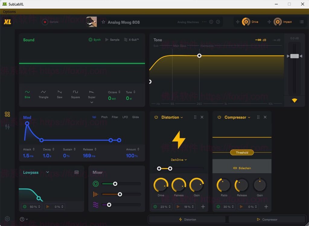 SubLab XL 1.0.4 Beta 2 808 低音合成器插件-音浪网-音乐制作系统办公资源